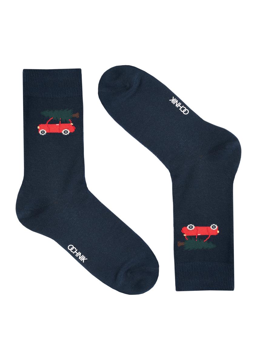 Чоловічі довгі шкарпетки з візерунком SKAMT-0198-69(Z25), вигляд виробу збоку на білому фоні.