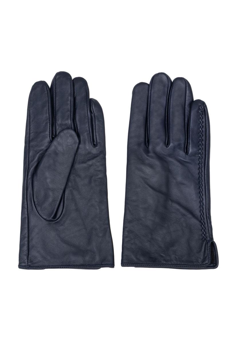 Granatowe skórzane rękawiczki męskie REKMS-0001A-69(Z25)