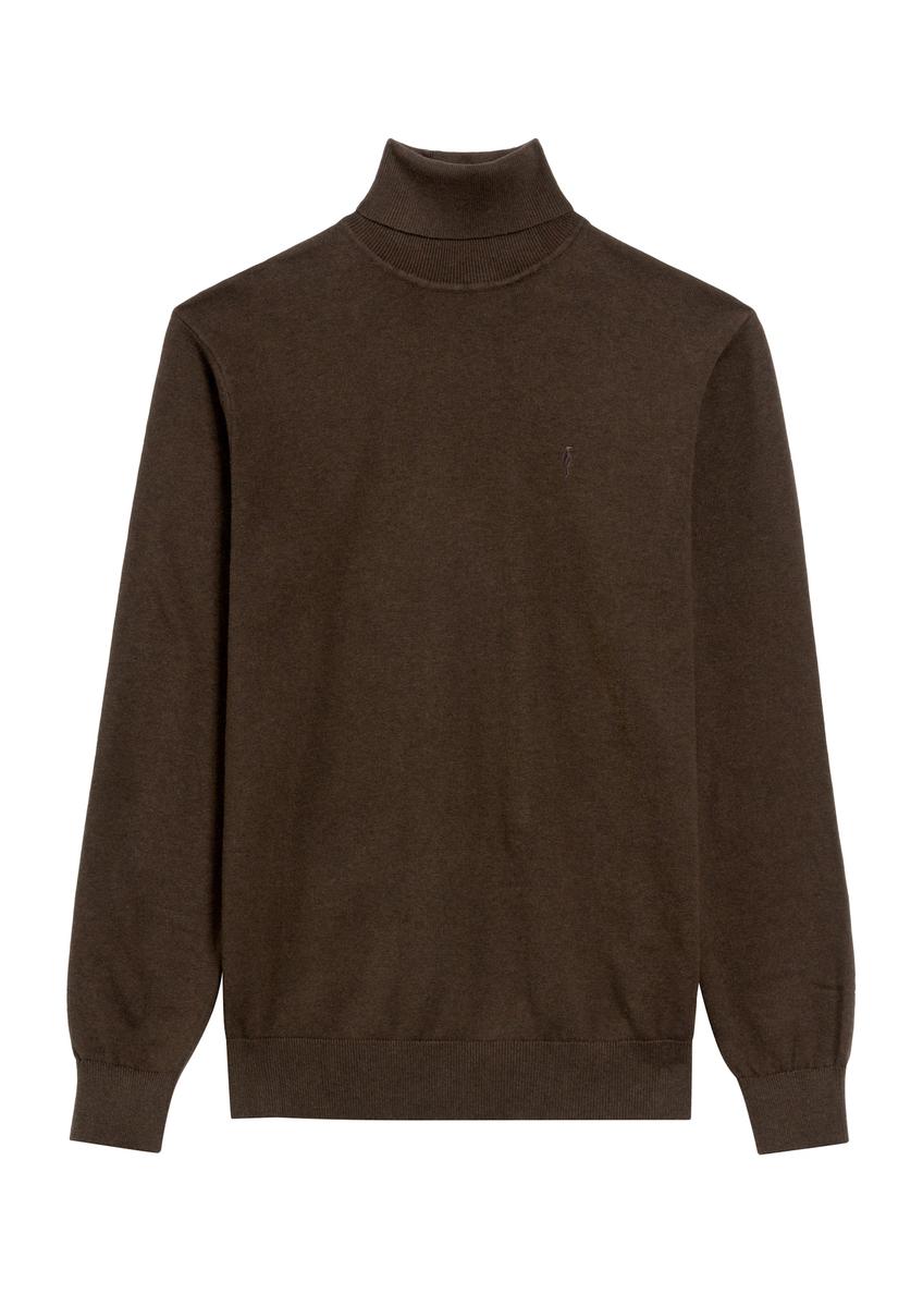 Чоловічий светр з коміром у темно-коричневому кольорі  SWEMT-0095B-90(Z25)