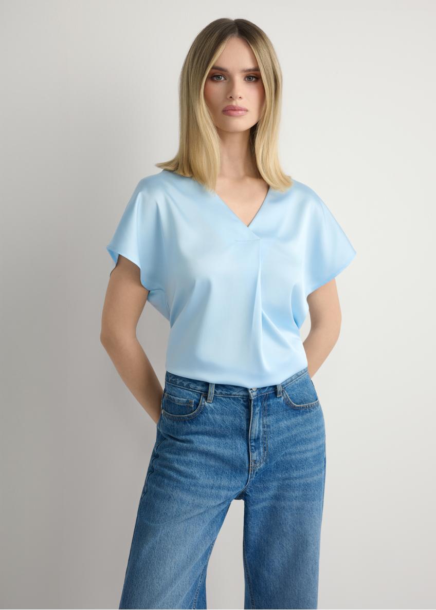Світло-блакитна жіноча блузка BLUDT-0206-7A(W26)