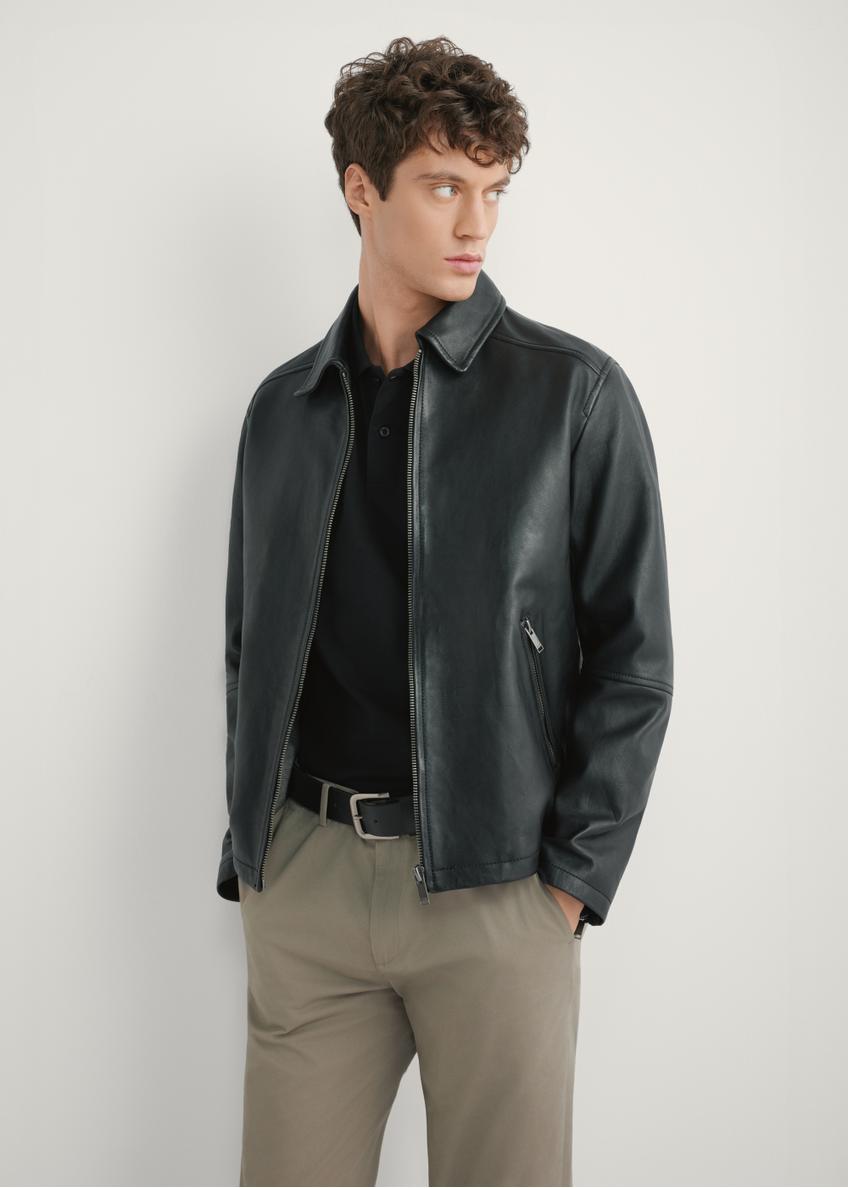 Чорна чоловіча шкіряна куртка KURMS-0363-99(W26)