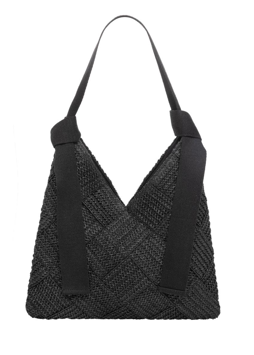 Чорна жіноча сумка з натурального волокна TOREC-1039-99(W26), вигляд виробу спереду на білому тлі.