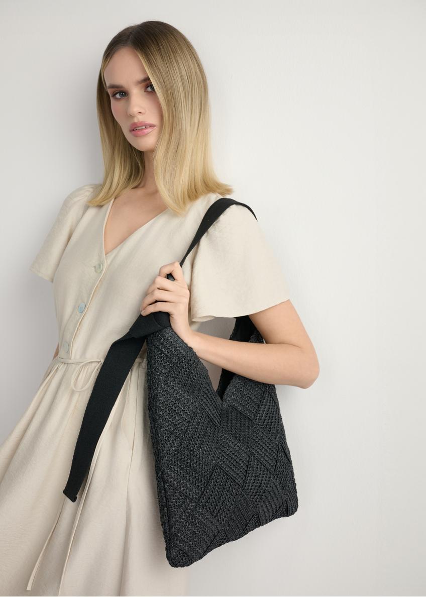 Чорна жіноча сумка з натурального волокна TOREC-1039-99(W26)