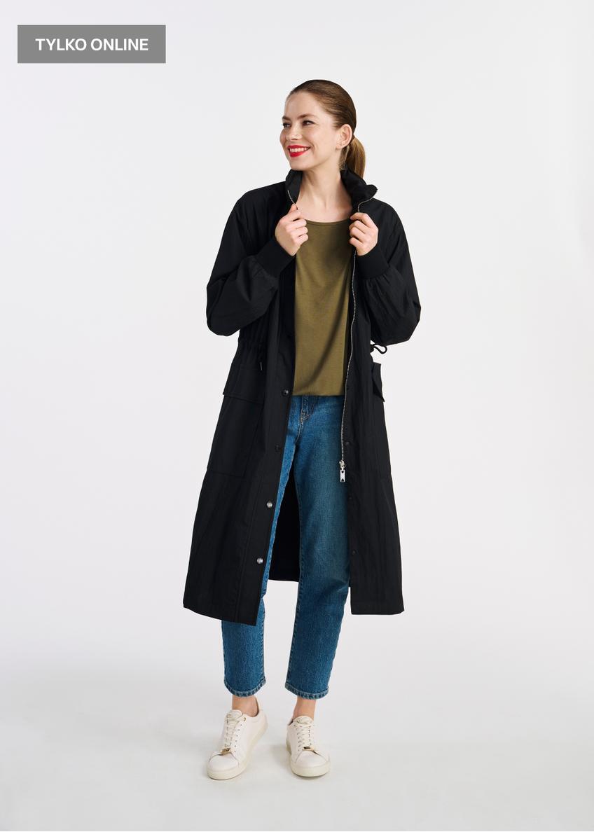 Жіноча довга куртка парка чорного кольору KURDT-0562-99(W25)