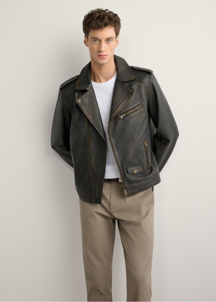 Шкіряна чоловіча куртка-рамонеска KURMS-0395-99(W26)