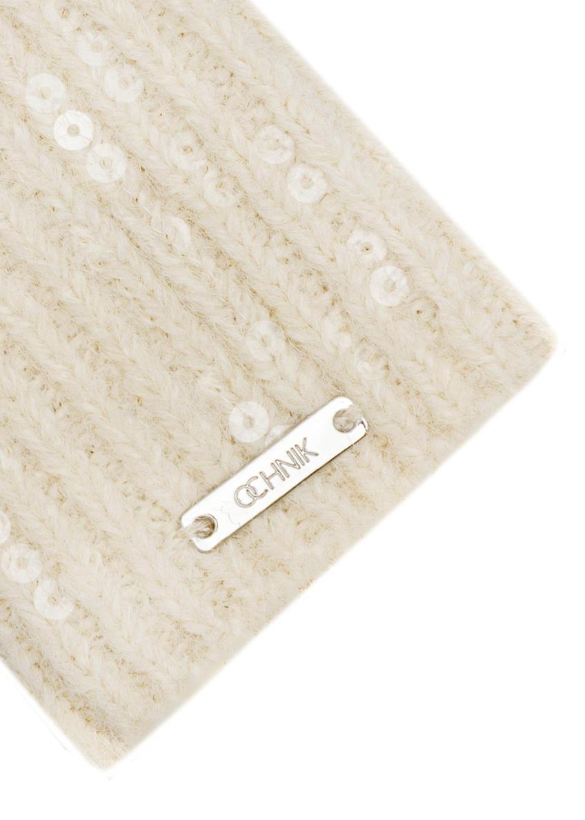 Beżowe rękawiczki damskie z domieszką wełny REKDT-0034-81(Z25)