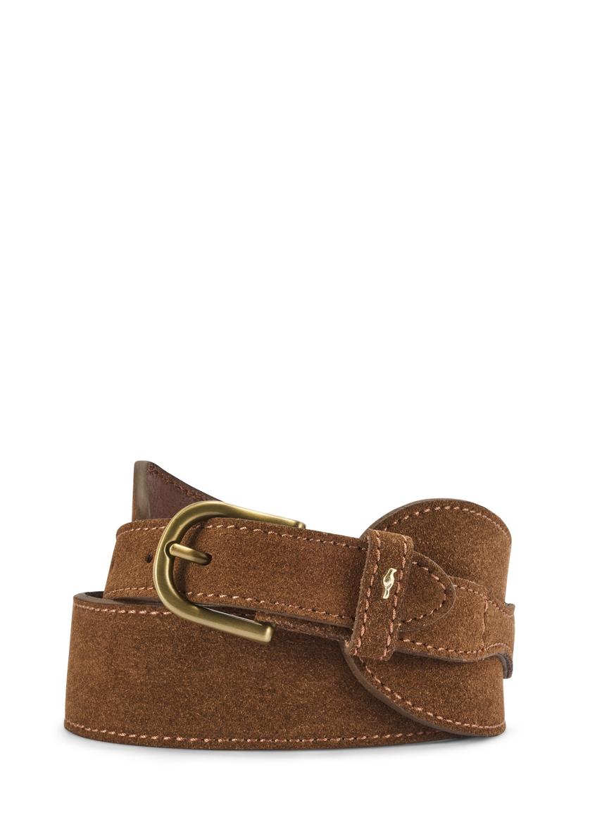 Brązowy zamszowy pasek damski PASDS-0330-89(Z25)