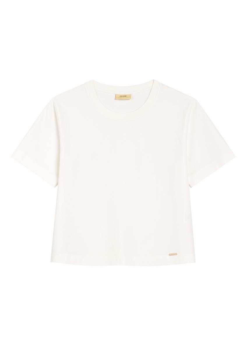 Бавовняна жіноча кремова футболка TSHDT-0138-0B(W26)