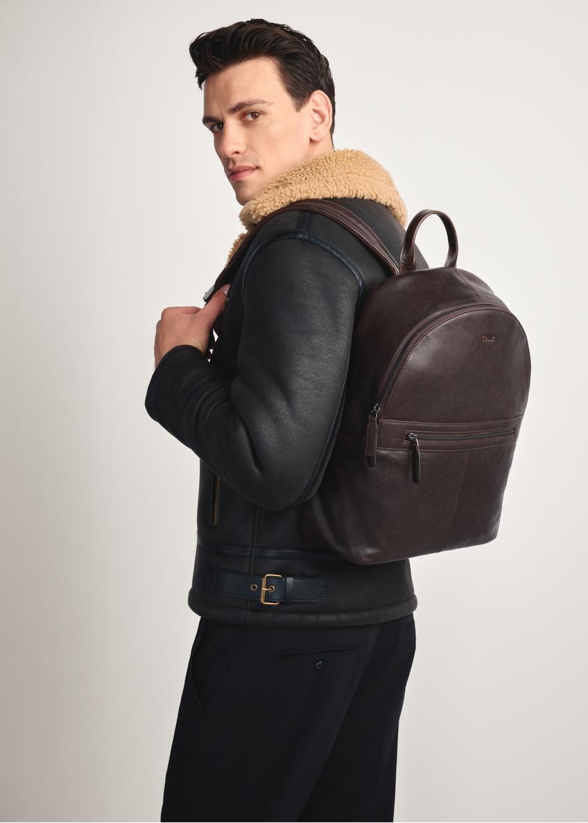 Ciemnobrązowy skórzany plecak męski TORMS-0458-89(Z25)