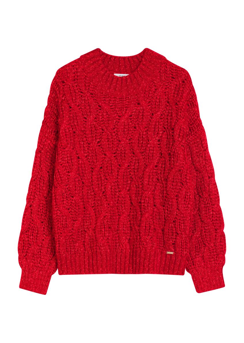 Червоний жіночий светр з вовняної суміші SWEDT-0236-42(Z25)