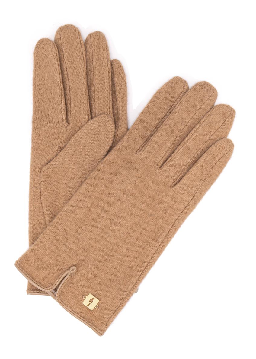 Beżowe wełniane rękawiczki damskie REKDT-0027A-80(Z25)