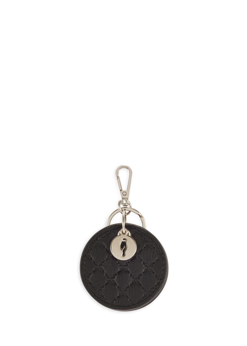 Czarny brelok skórzany z lusterkiem BRELOK-0215-99(Z25)