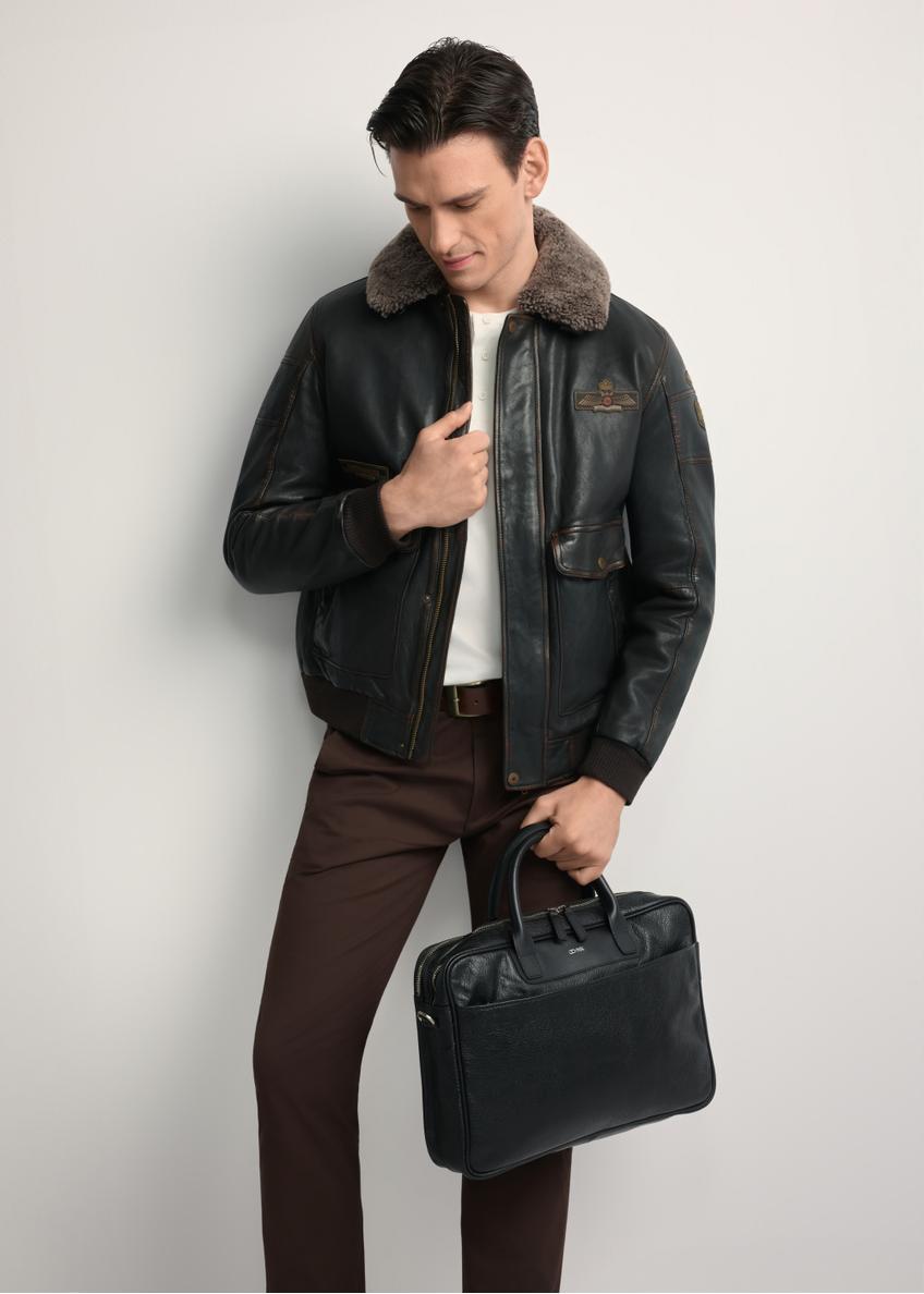 Чорна шкіряна чоловіча сумка TORMS-0299A-99(Z25)