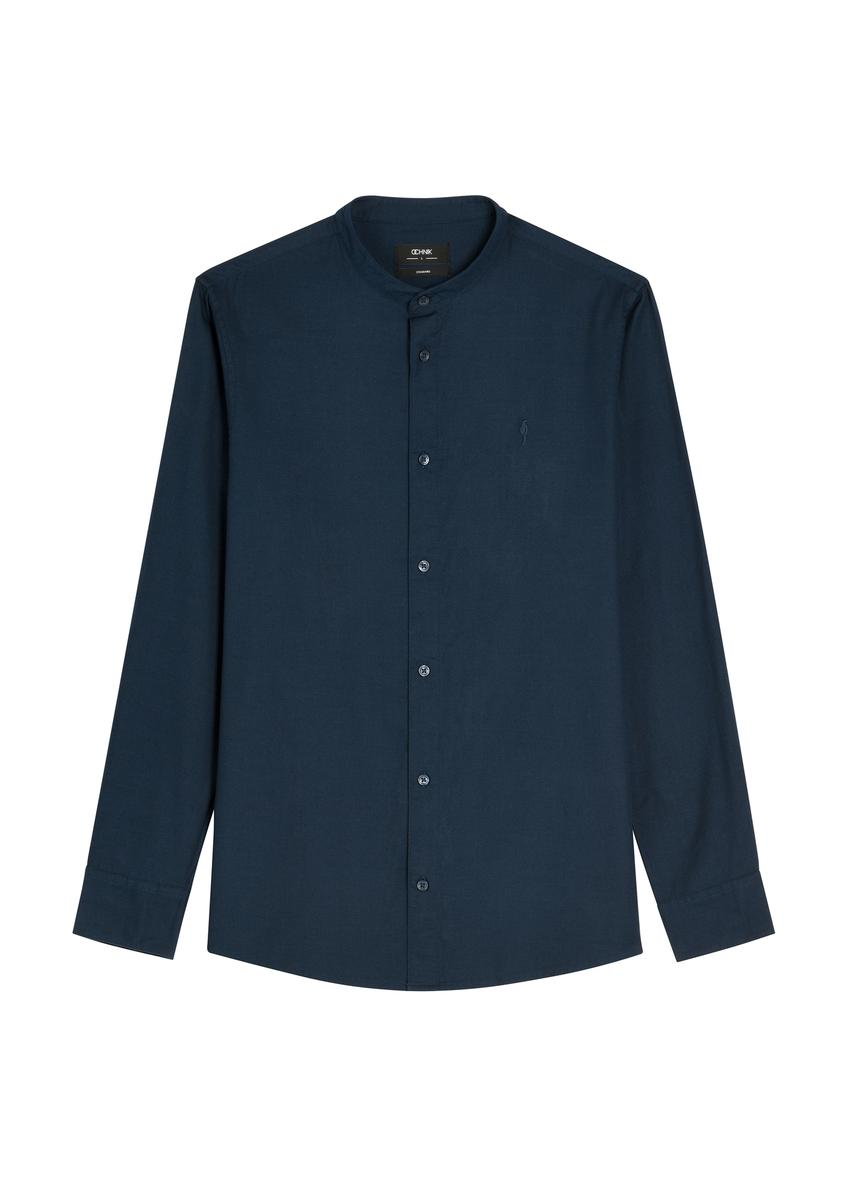 Темно-синя бавовняна чоловіча сорочка KOSMT-0326-7E(W26)