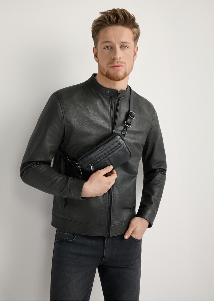 Чорна мала шкіряна чоловіча сумка TORMS-0492-99(W26)