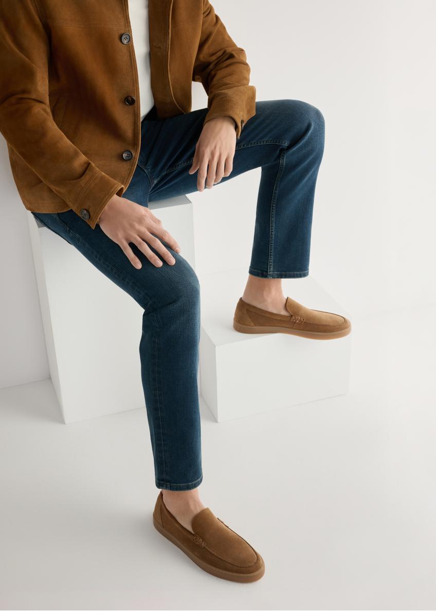 Шкіряні чоловічі мокасини кольору кемуел BUTYM-0499-1D(W26)