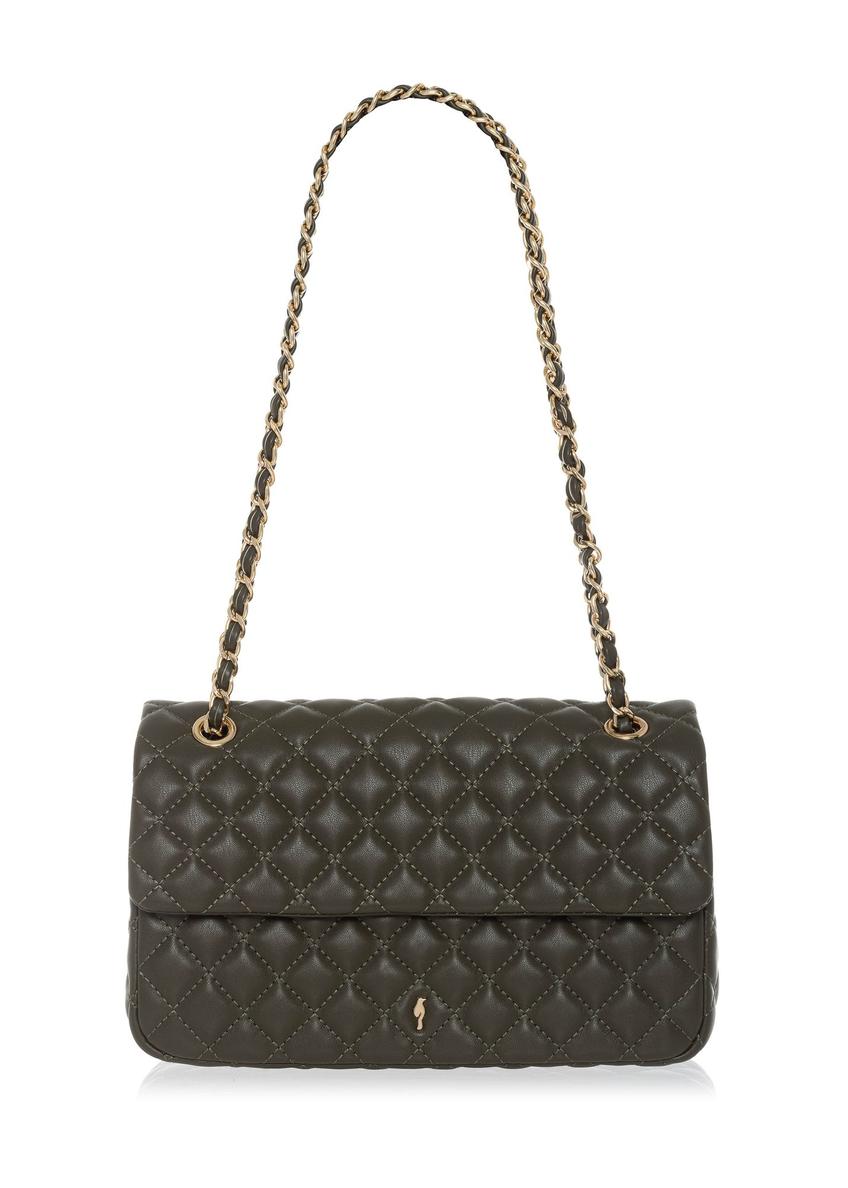 Стьобана сумочка кольору хакі на ланцюжку TOREC-0443D-55(W25)-08