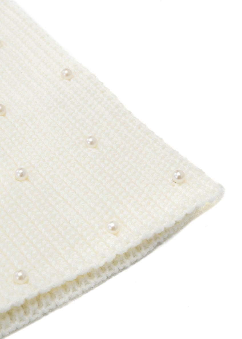 Білий жіночий шарф з перлинками SZADT-0211-11(Z25)