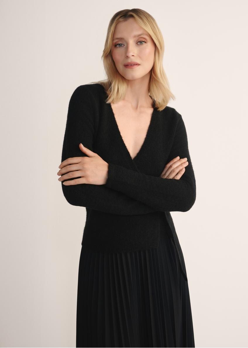 Чорний жіночий пуловер з зав'язками SWEDT-0234-99(Z25)