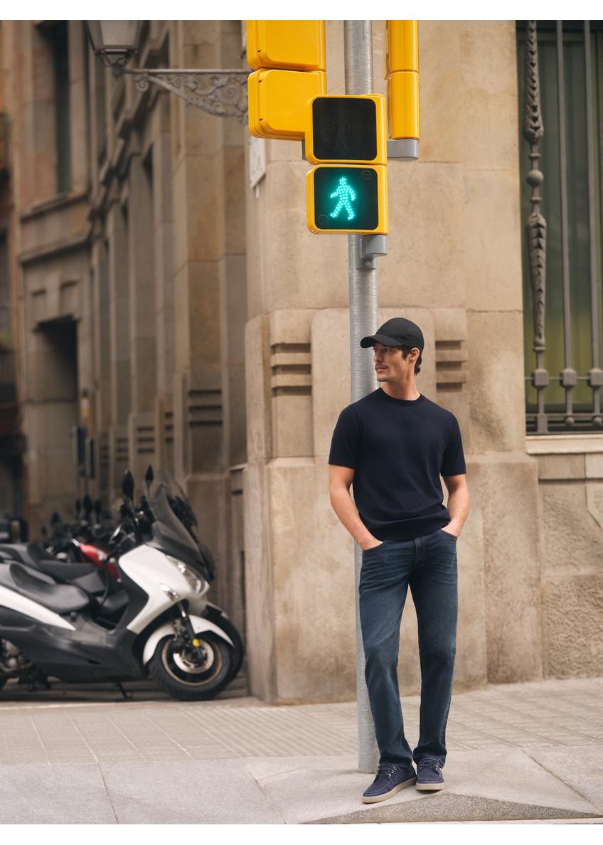 Чоловіча темно-синя футболка з шовком TSHMT-0138-7E(W26)