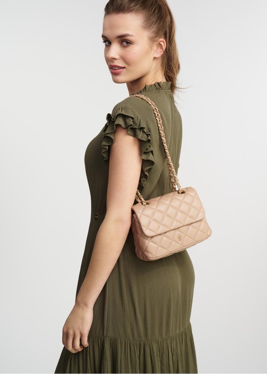 Beżowa pikowana torebka damska TOREC-0932B-81(W25)