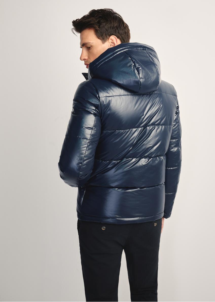 Темно-синя стьобана чоловіча куртка з капюшоном KURMT-0340-69(Z25)