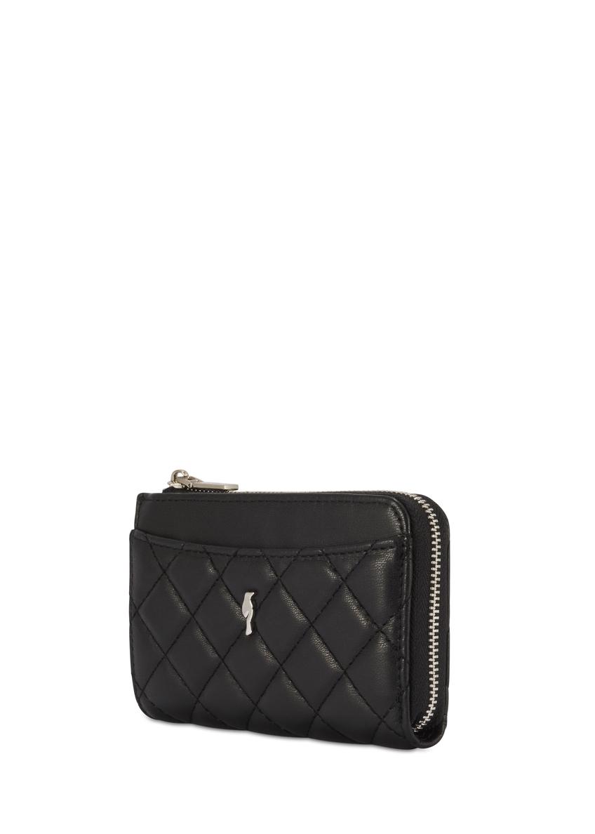 Mały pikowany czarny portfel damski POREC-0423-99(Z25)