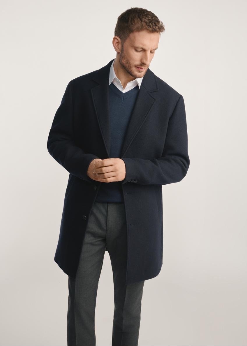 Чоловіче темно-синє вовняне пальто PLAMT-0006-69(Z25)