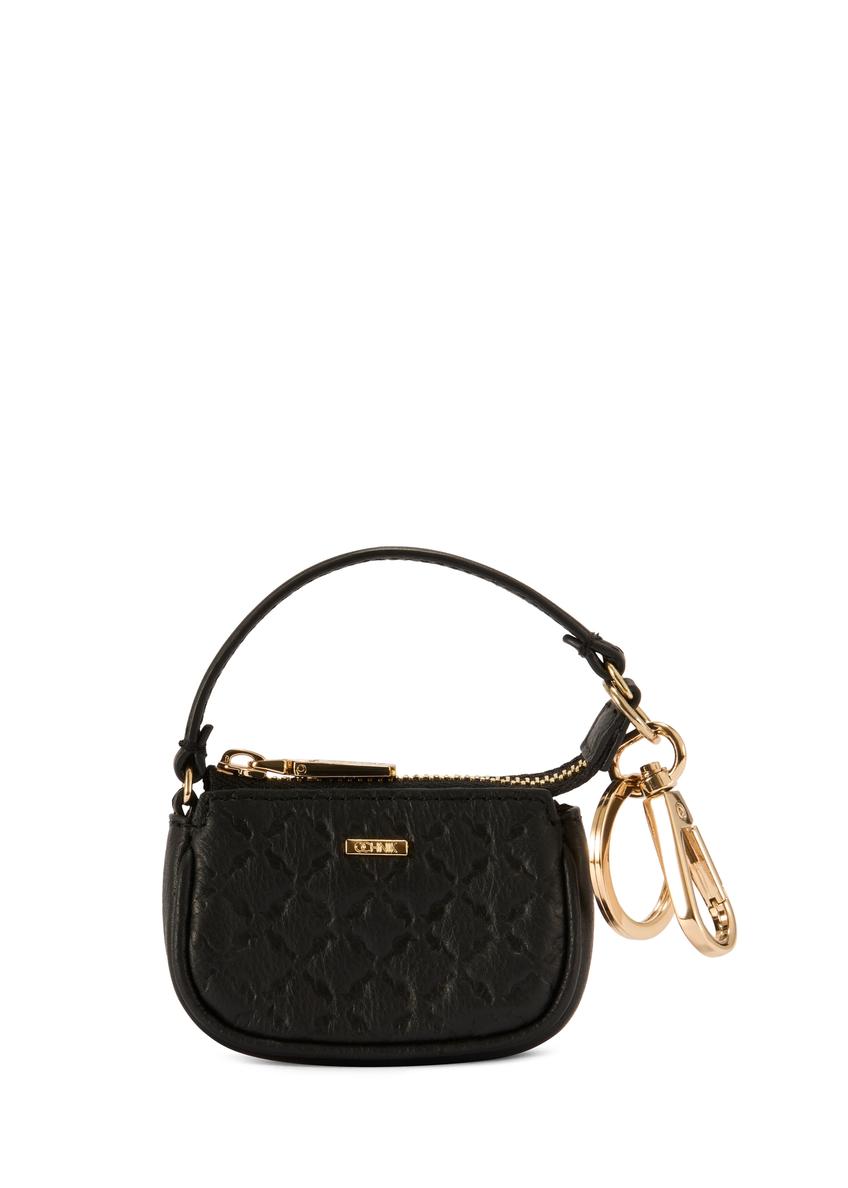 Czarny skórzany brelok w kształcie torebki BRELOK-0211-99(Z25)