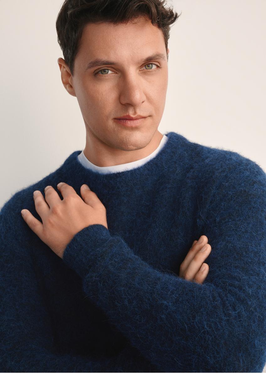 Темно-синій чоловічий джемпер з вовною SWEMT-0171-68(Z25)