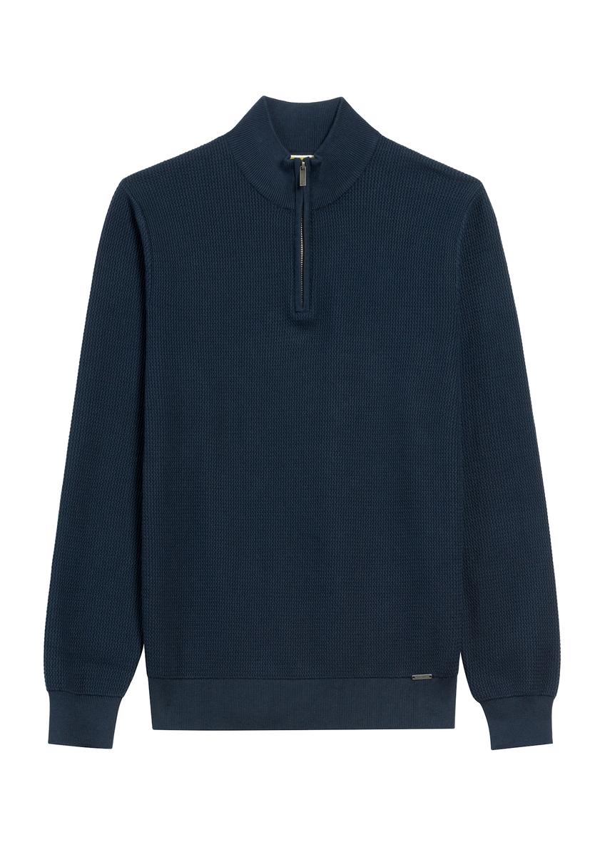 Чоловічий темно-синій светр із блискавкою SWEMT-0167-68(Z25)