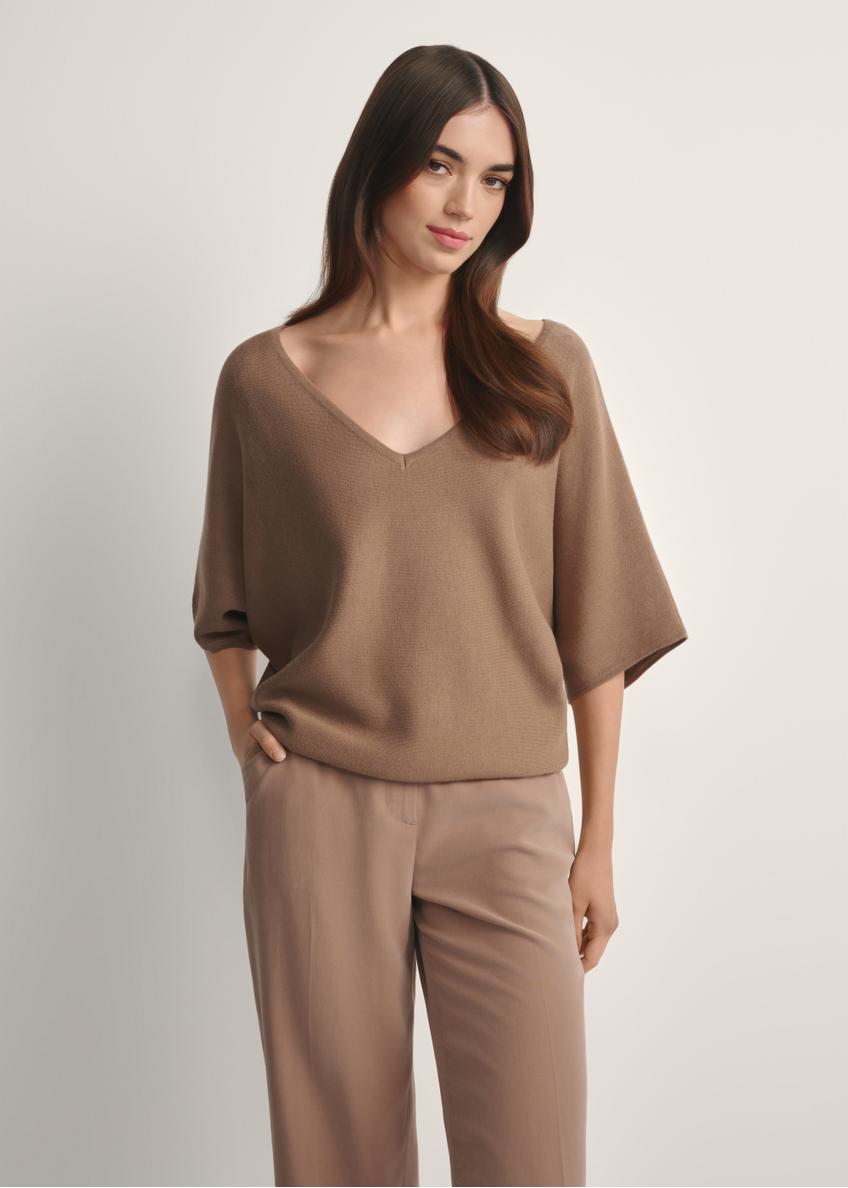 Жіноча блузка кольору кемел BLUDT-0201-1D(W26)