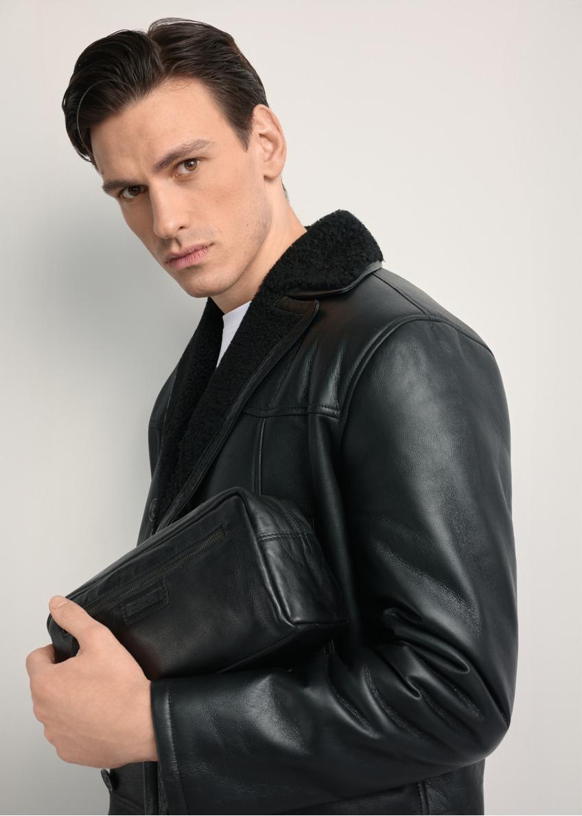 Чорна чоловіча косметичка з натуральної шкіри TORMS-0422A-99(Z25)