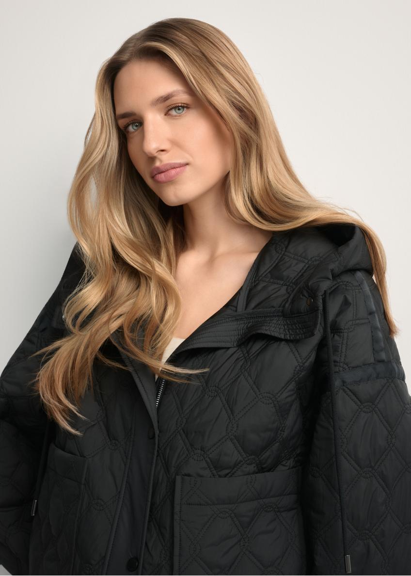 Чорна коротка стьобана куртка оверсайз KURDT-0660-99(W26)