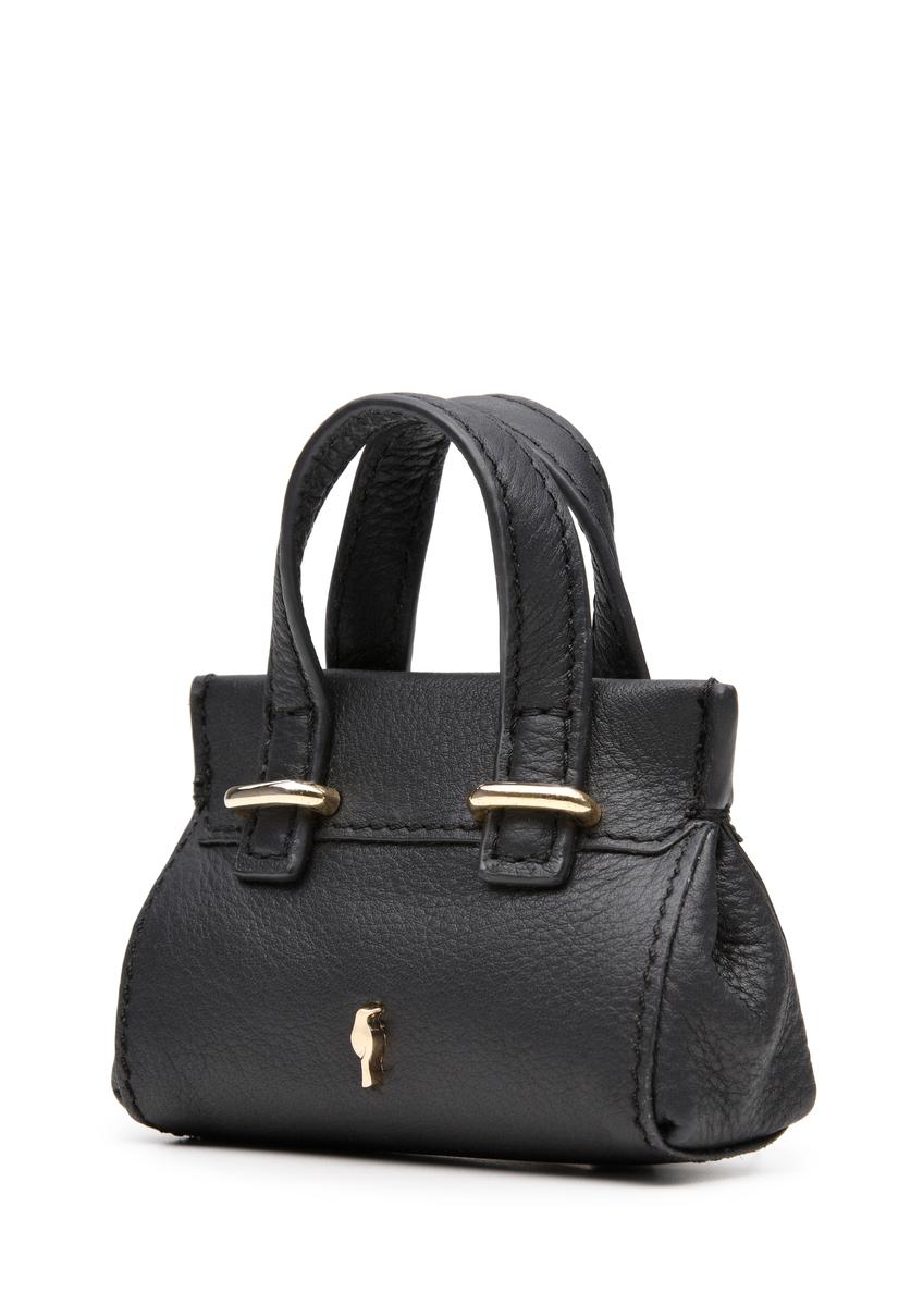 Czarny skórzany brelok w kształcie torebki BRELOK-0214-99(Z25)