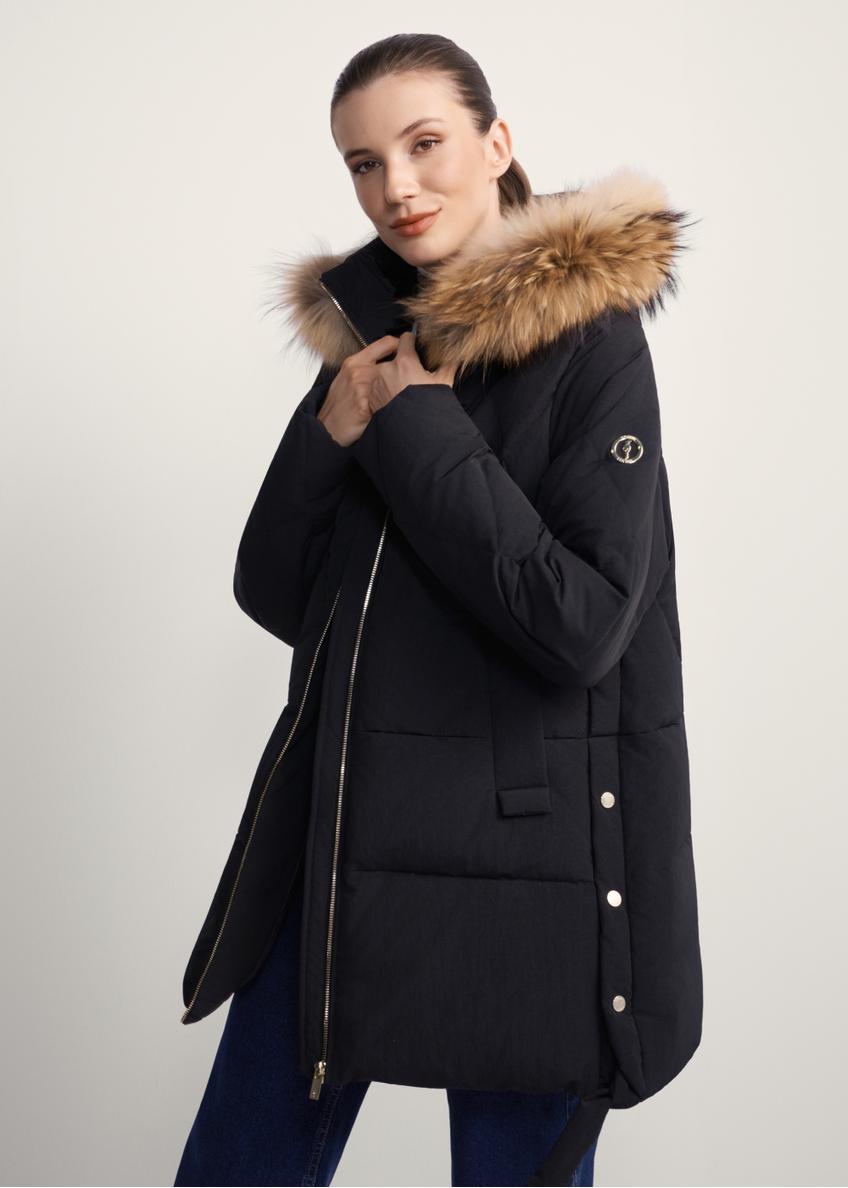 Чорна жіноча куртка з хутром KURDT-0480-99(Z25)
