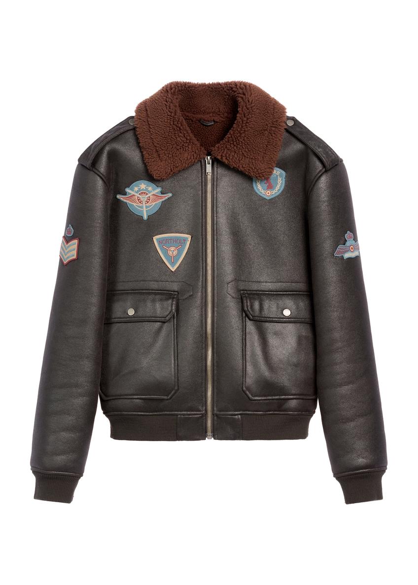 Коричнева чоловіча дублянка в стилі пілотки KOZMP-0007-90(Z25)