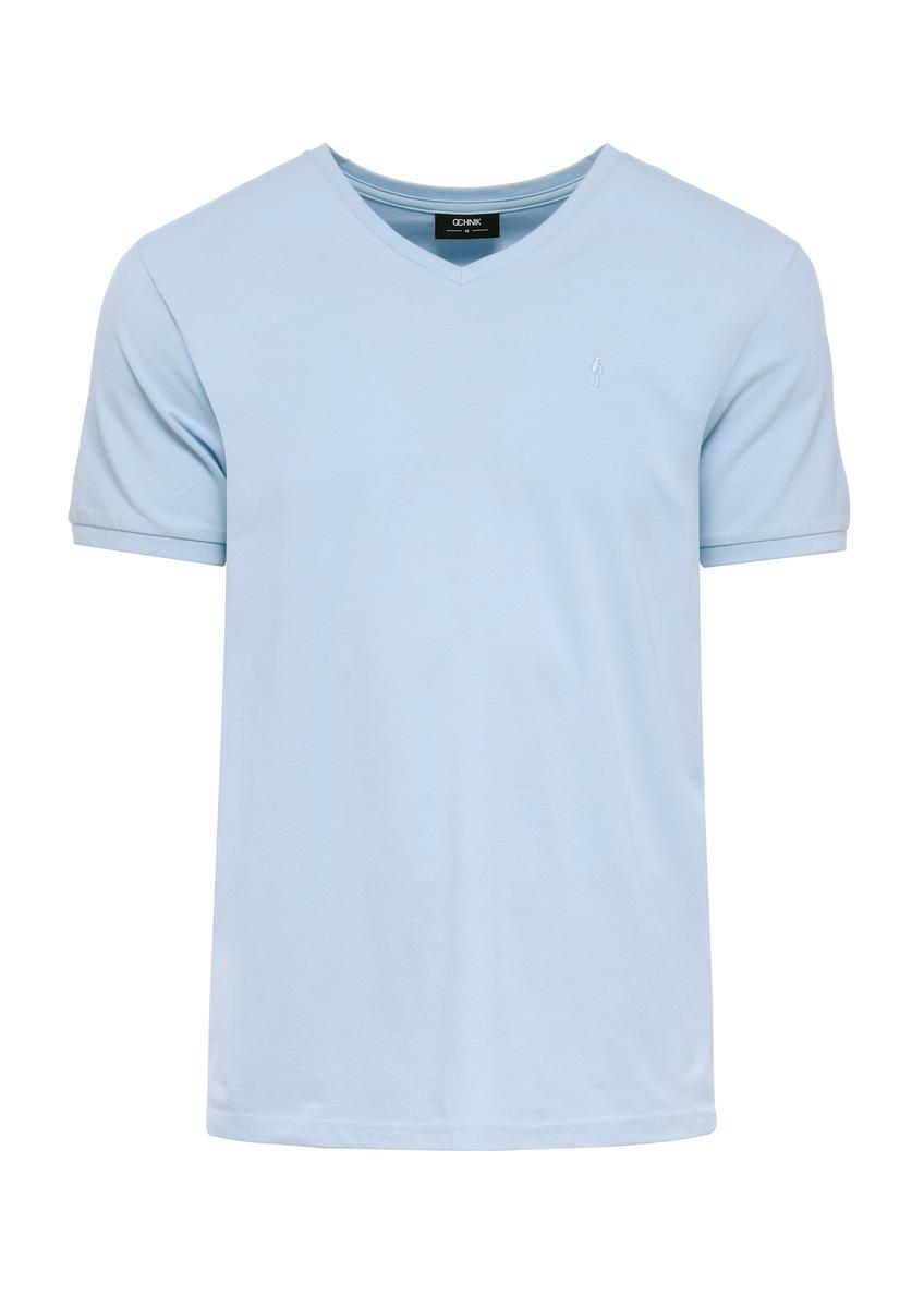 Чоловіча базова блакитна футболка з логотипом TSHMT-0088-60(W25)