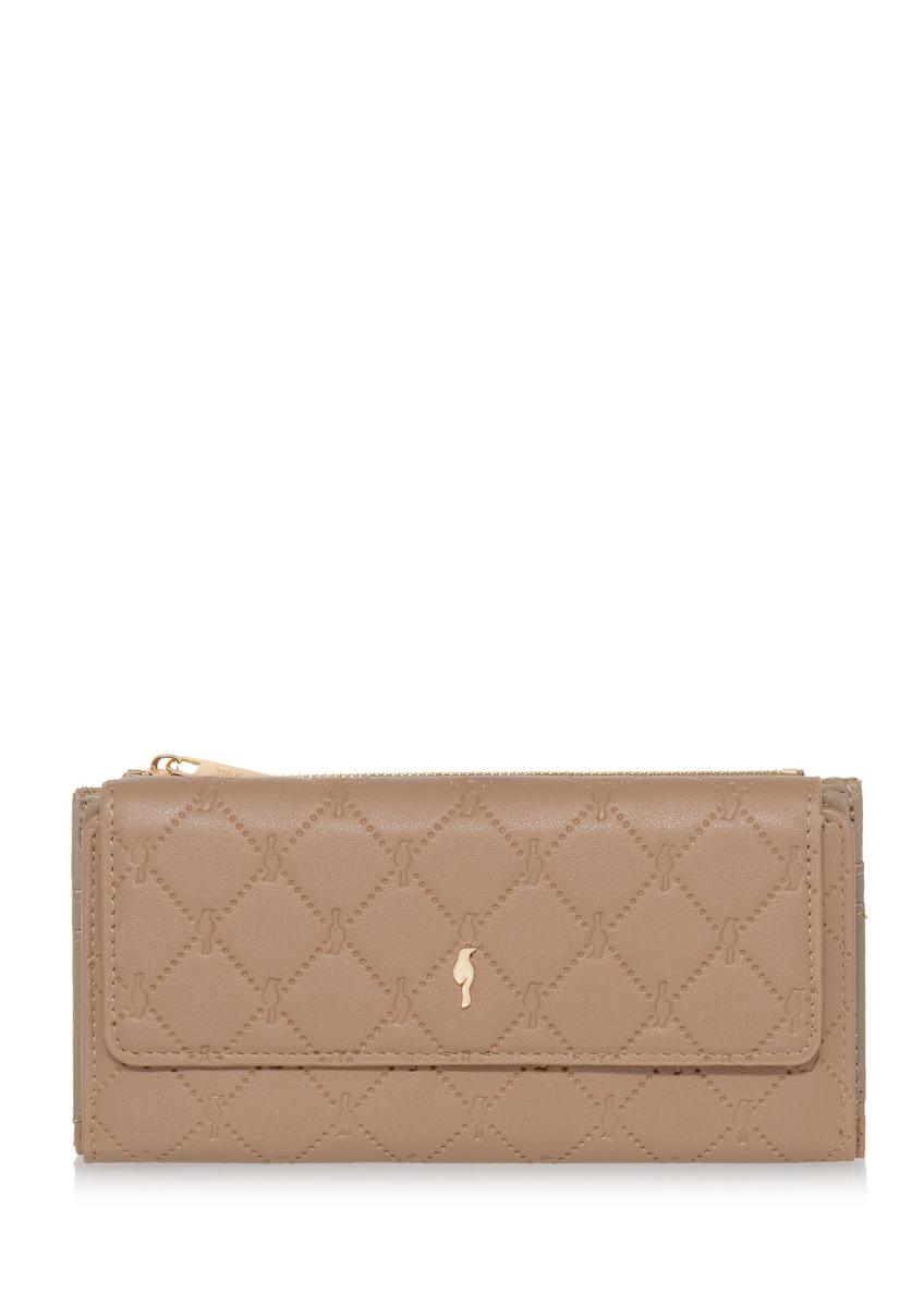 Великий жіночий гаманець бежевого кольору з тисненням POREC-0347-81(Z24)-07