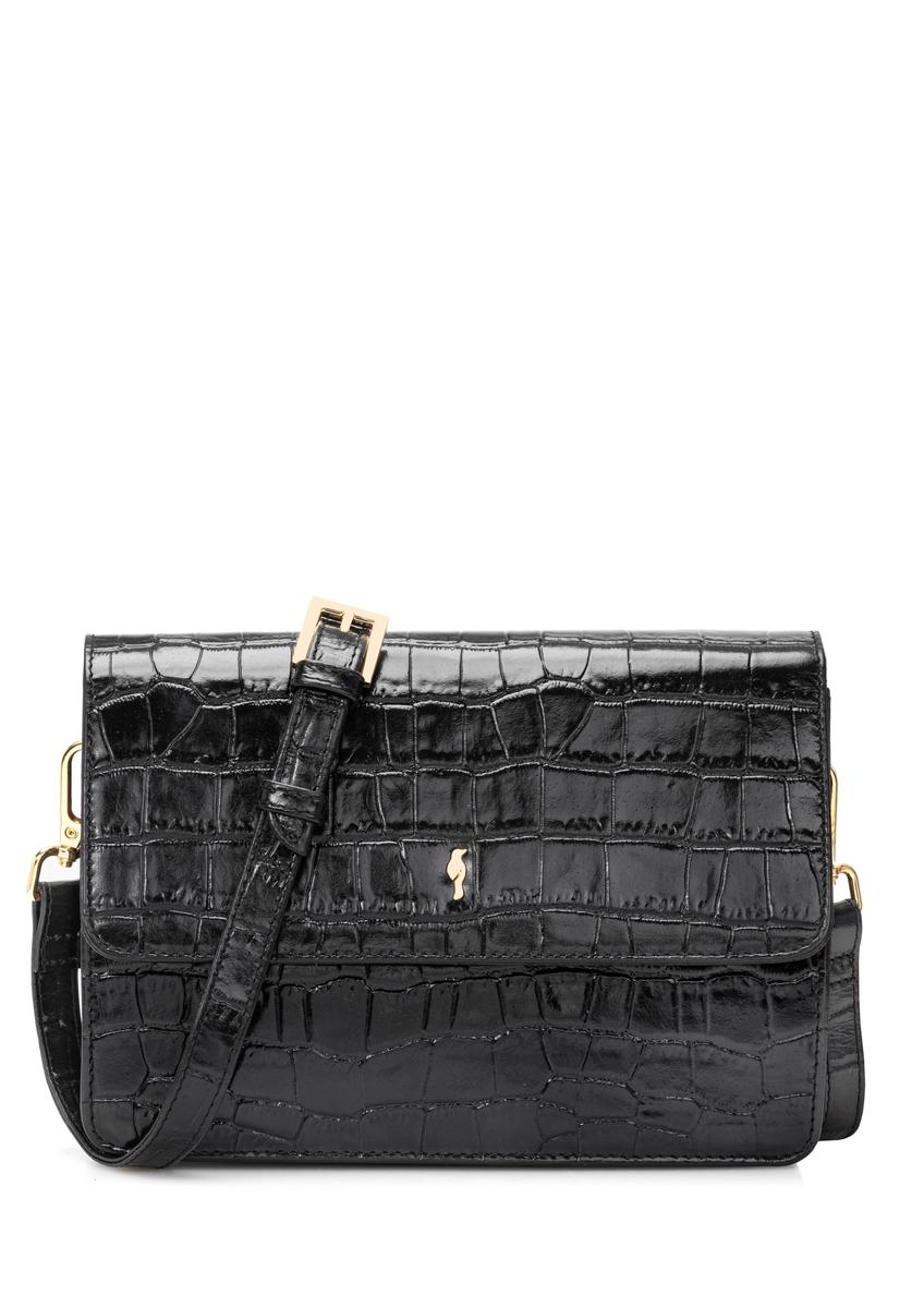 Чорна мала шкіряна сумка кроко TORES-1233-9G(W26)
