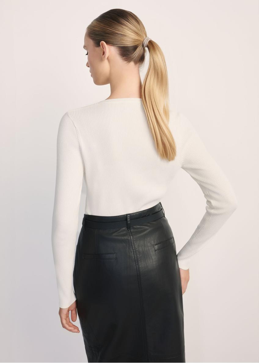 Prążkowany longsleeve damski LSLDT-0028-0B(W26)