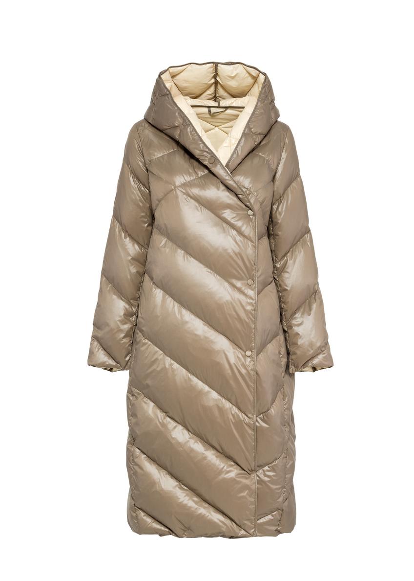 Довга жіноча зимова куртка оливкового кольору KURDT-0542A-57(Z25)