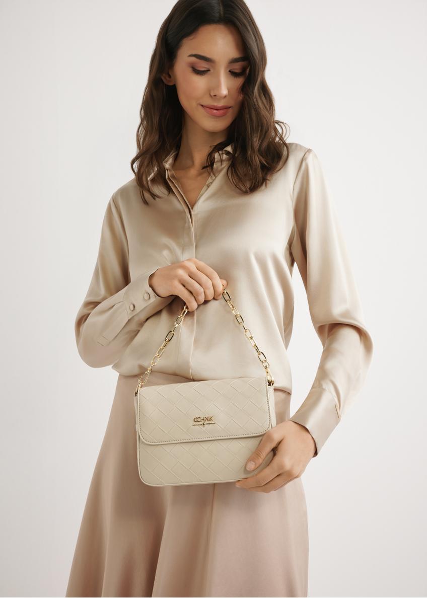 Кремова плетена жіноча сумка TOREC-0767-0P(W26)