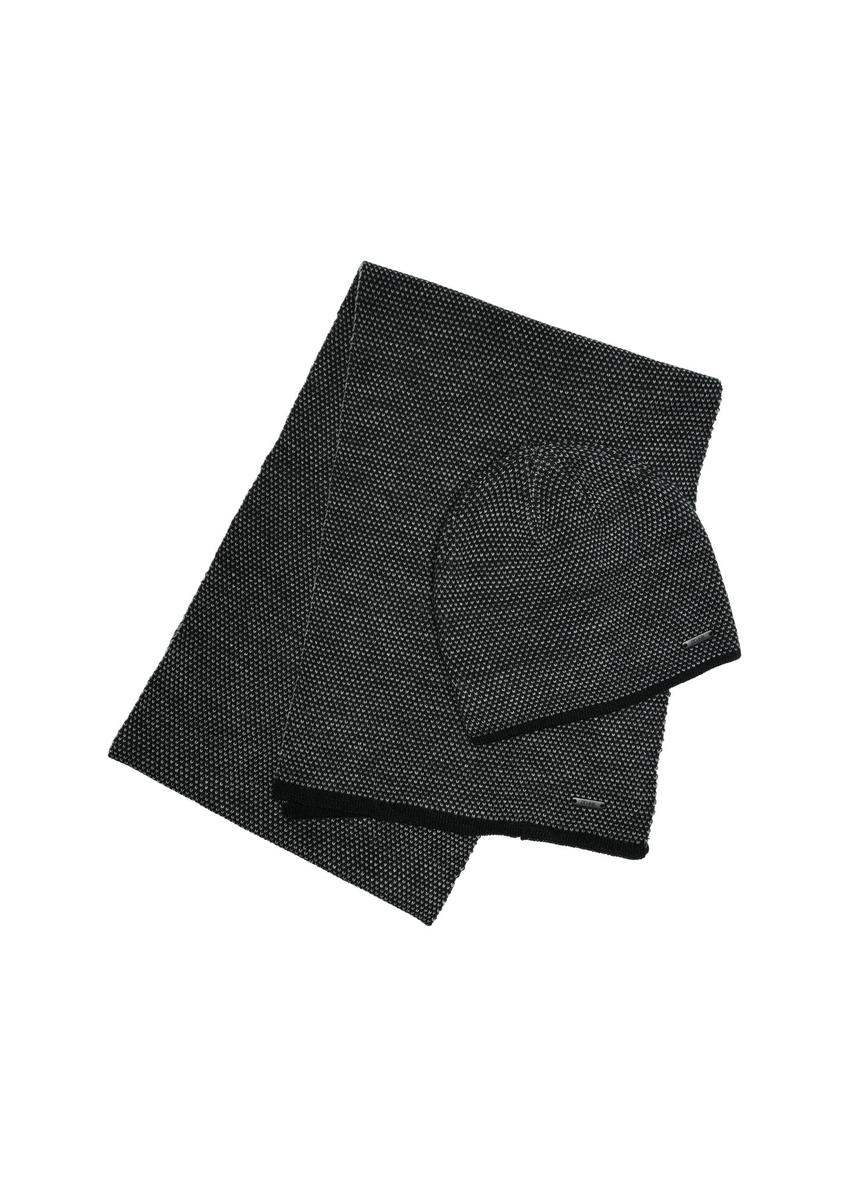 Чорний чоловічий комплект з шапкою та шарфом ZESTM-0006-98(Z25)