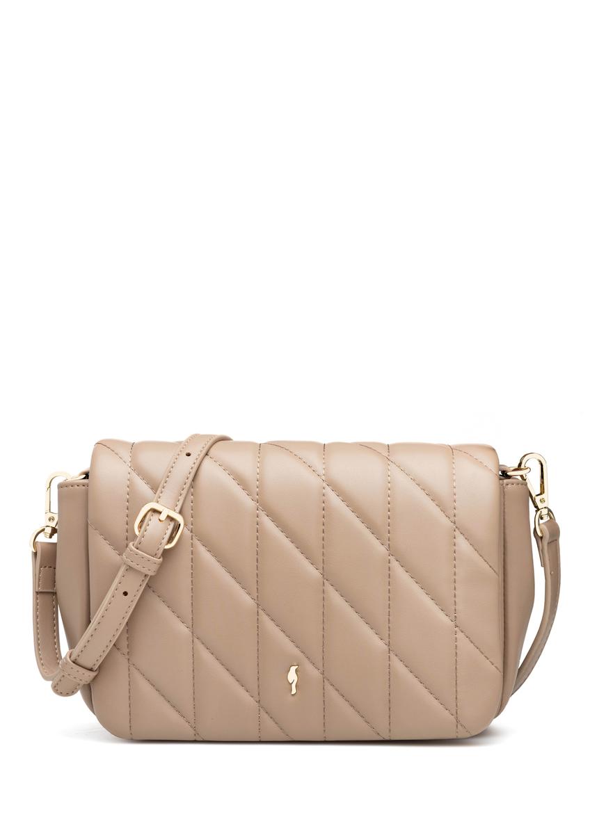 Бежева жіноча сумка з прострочкою TOREC-1151-1D(W26), вигляд виробу спереду на білому тлі.