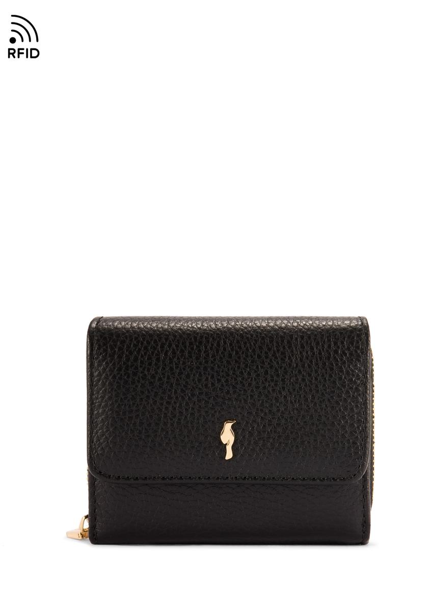 Чорний жіночий шкіряний гаманець з RFID-захистом PORES-0825RFID-99(Z25)