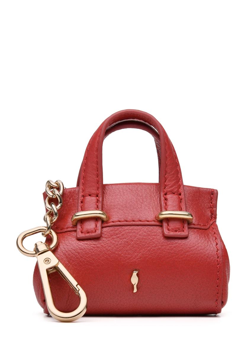 Брелок у формі червоної шкіри BRELOK-0214-42(Z25), вигляд виробу спереду на білому тлі.