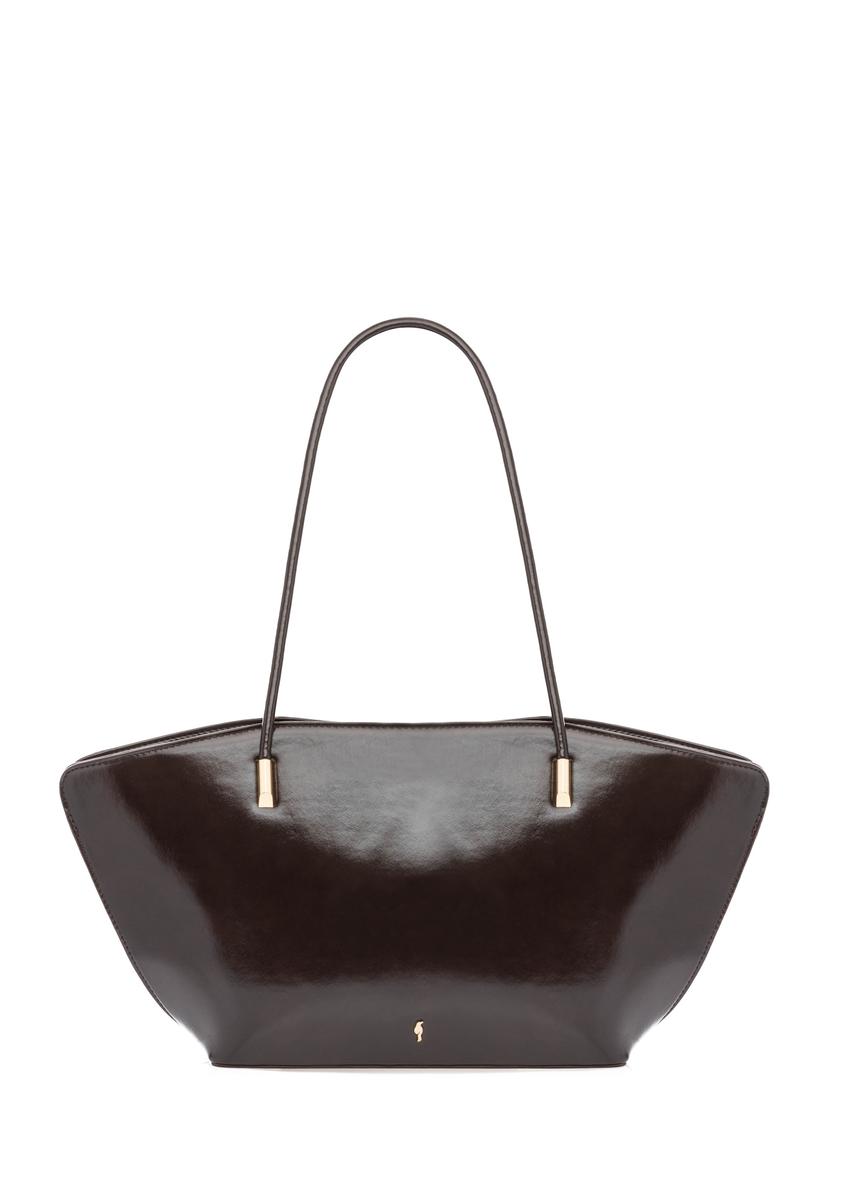 Коричнева жіноча сумка через плече TOREC-1237-1I(W26), вигляд виробу спереду на білому тлі.