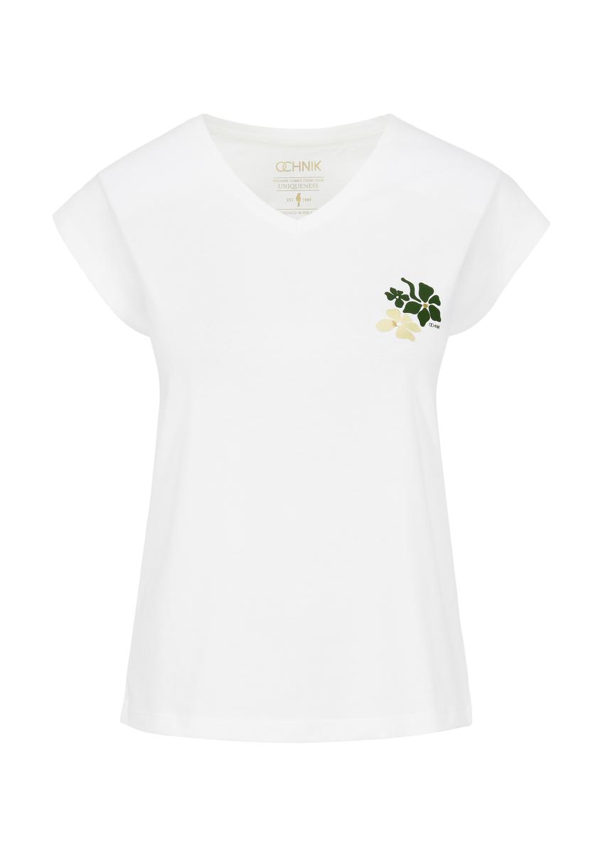 Жіноча кремова бавовняна футболка TSHDT-0126-12(W24)-04