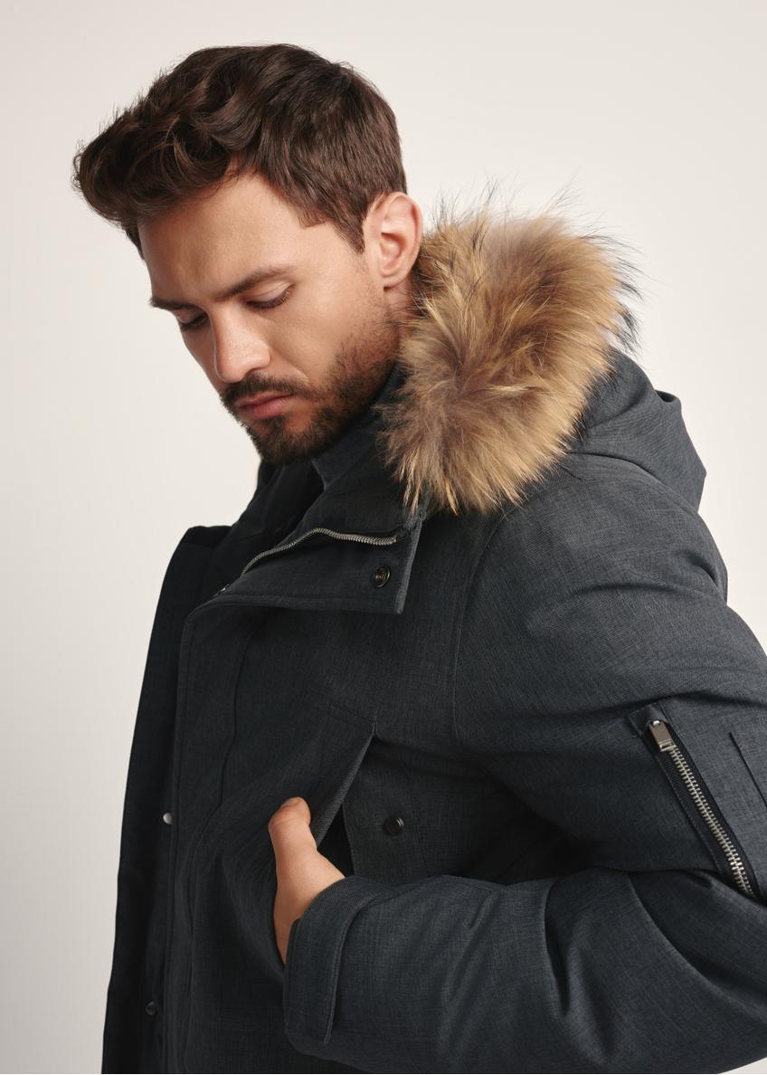 Зимова чоловіча куртка графітового кольору KURMT-0395-95(Z25)